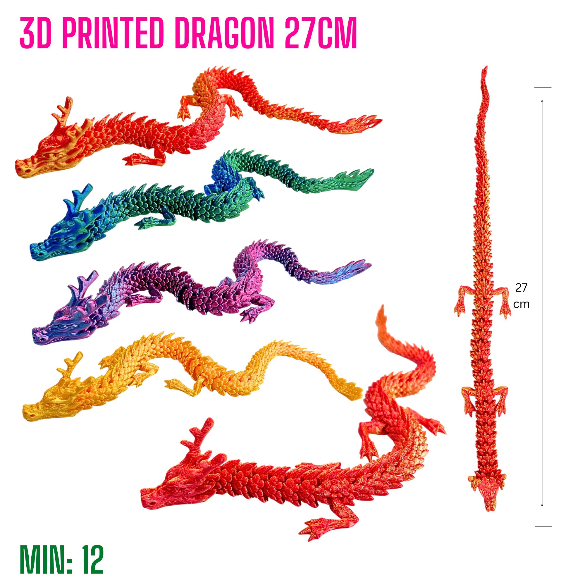 TO-3DDRAGON27 - 3D Printed Dragon 27cm with Box