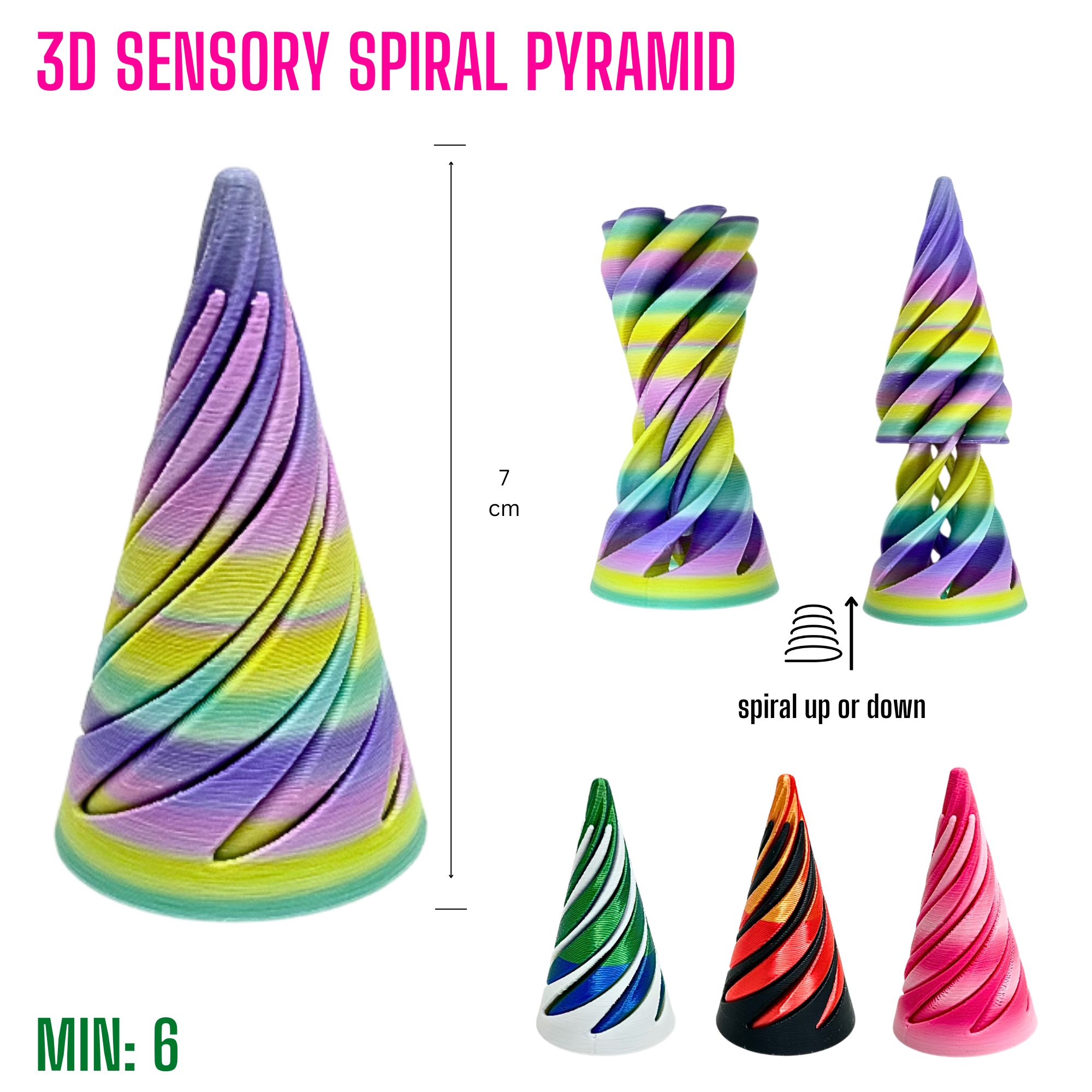 TO-3DPYRAMID3 - 3D Printed Sensory Spiral Pyramid