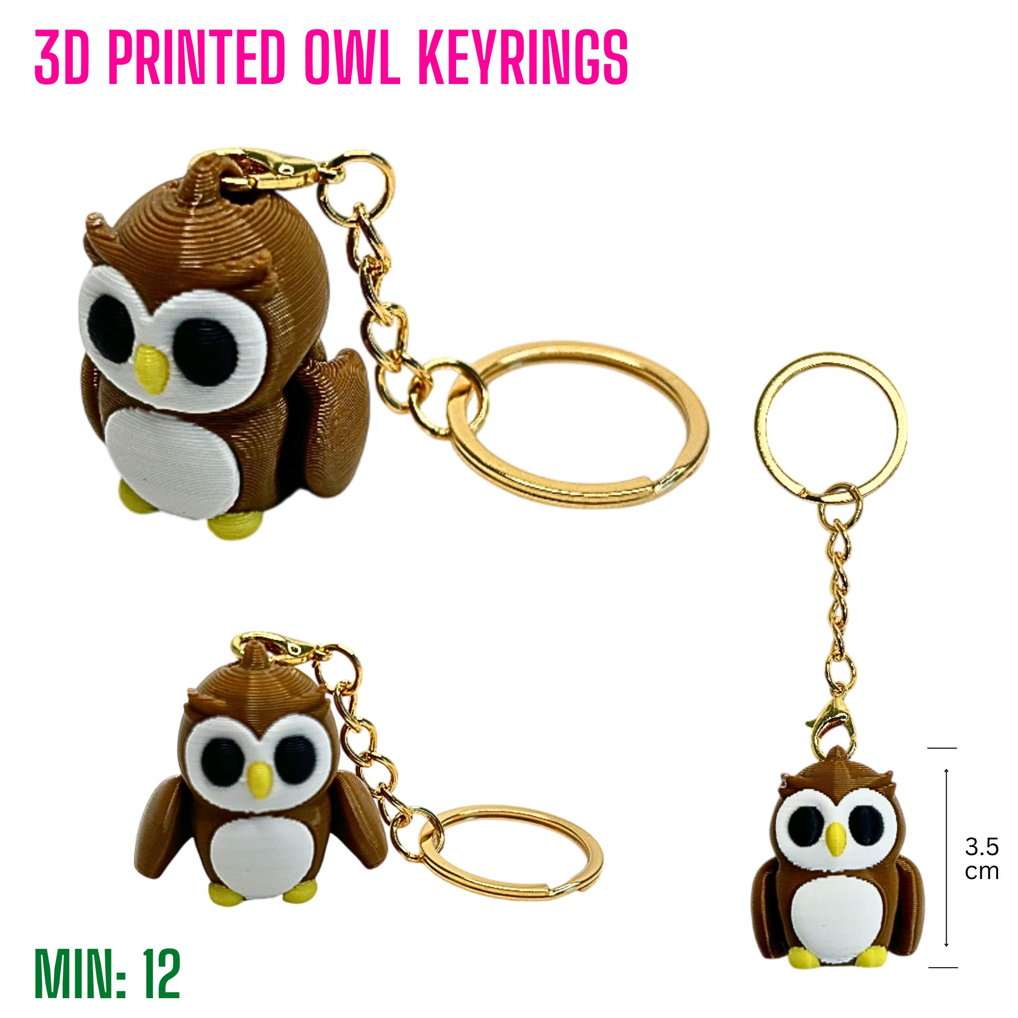 TO-3DKEYRING15 - 3D Printed Owl Keyrings