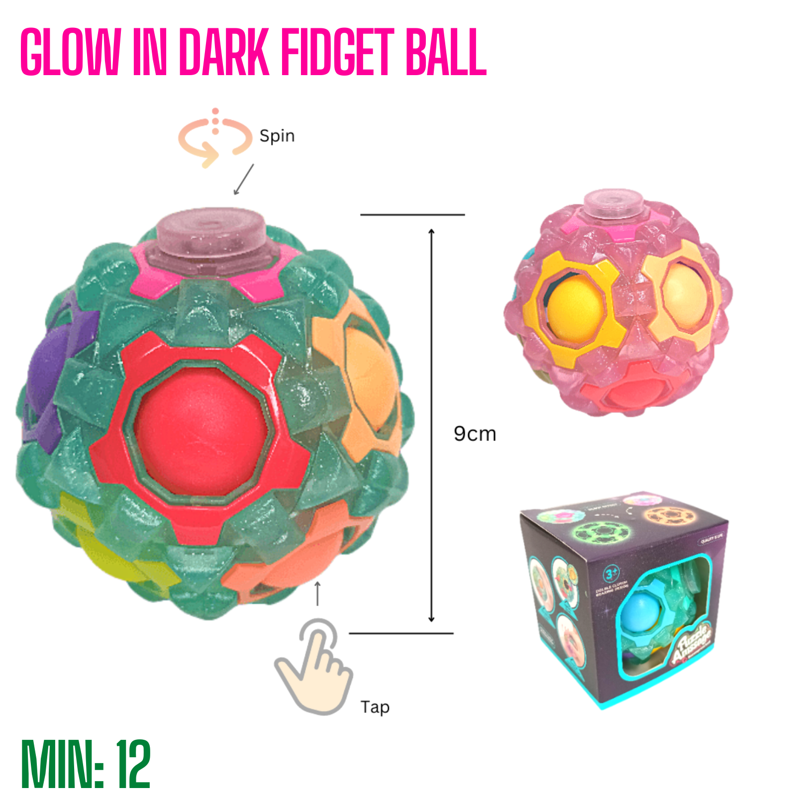 GLOW IN DARK FIDGET BALL