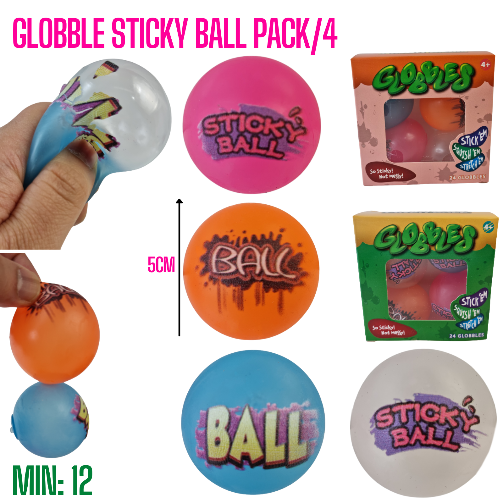 GLOBBLE STICKY BALL PACK/4