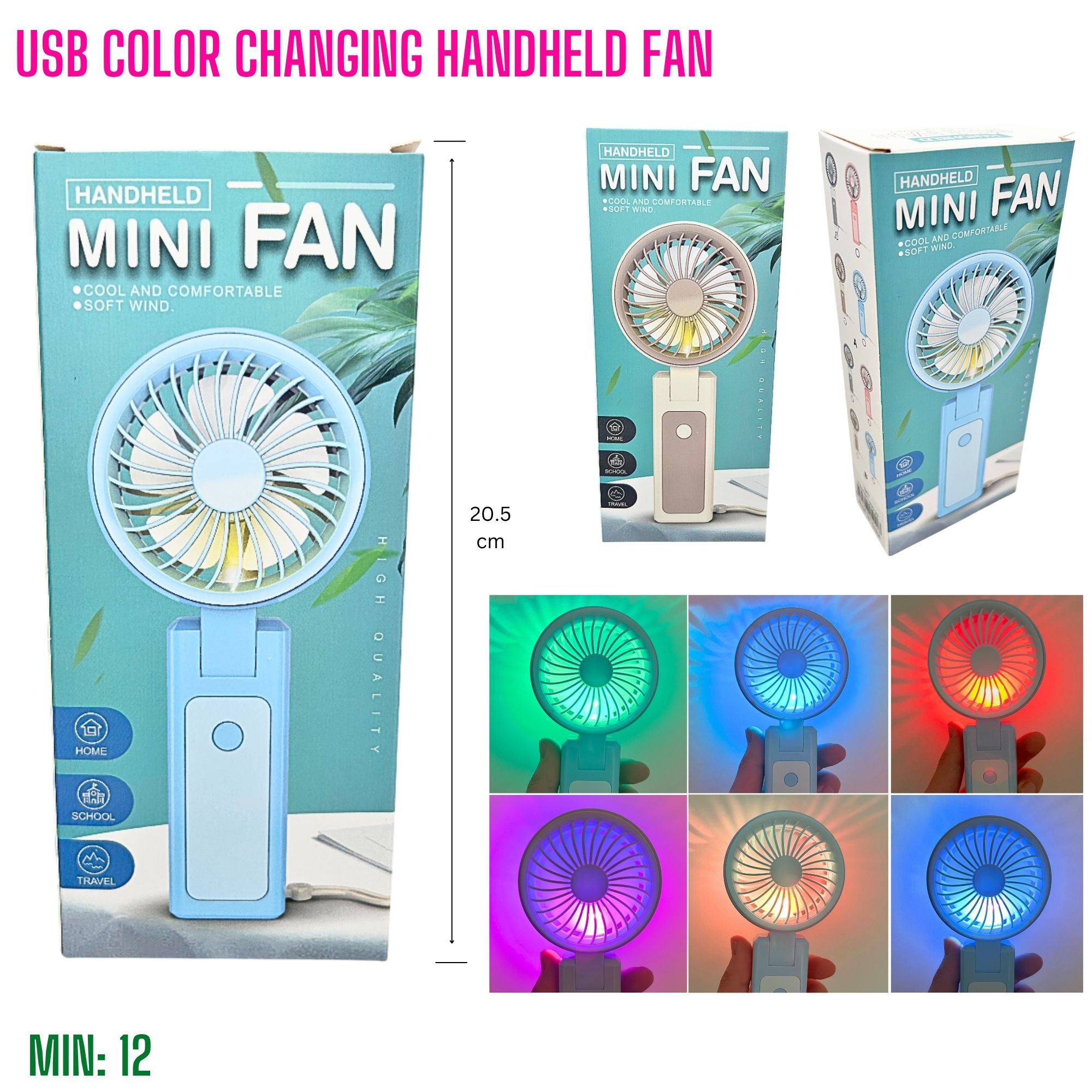MI-USBFAN3 -  USB Handheld Portable Fan with Light