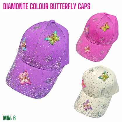 MI-DIAMONTECAP2 - Diamonte Colour Butterfly Caps