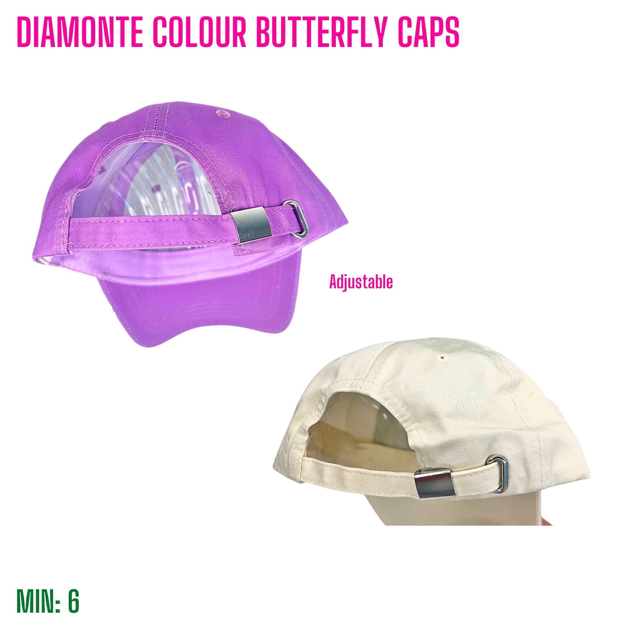 MI-DIAMONTECAP2 - Diamonte Colour Butterfly Caps