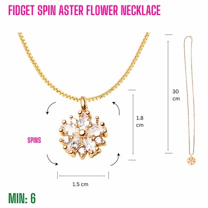 MI-FIDGETNECKLACE13 - Fidget Spin Aster Flower Necklace