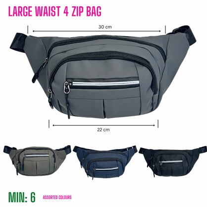 MI-WAISTBAG3 - Large Waist 4 Zip Bag