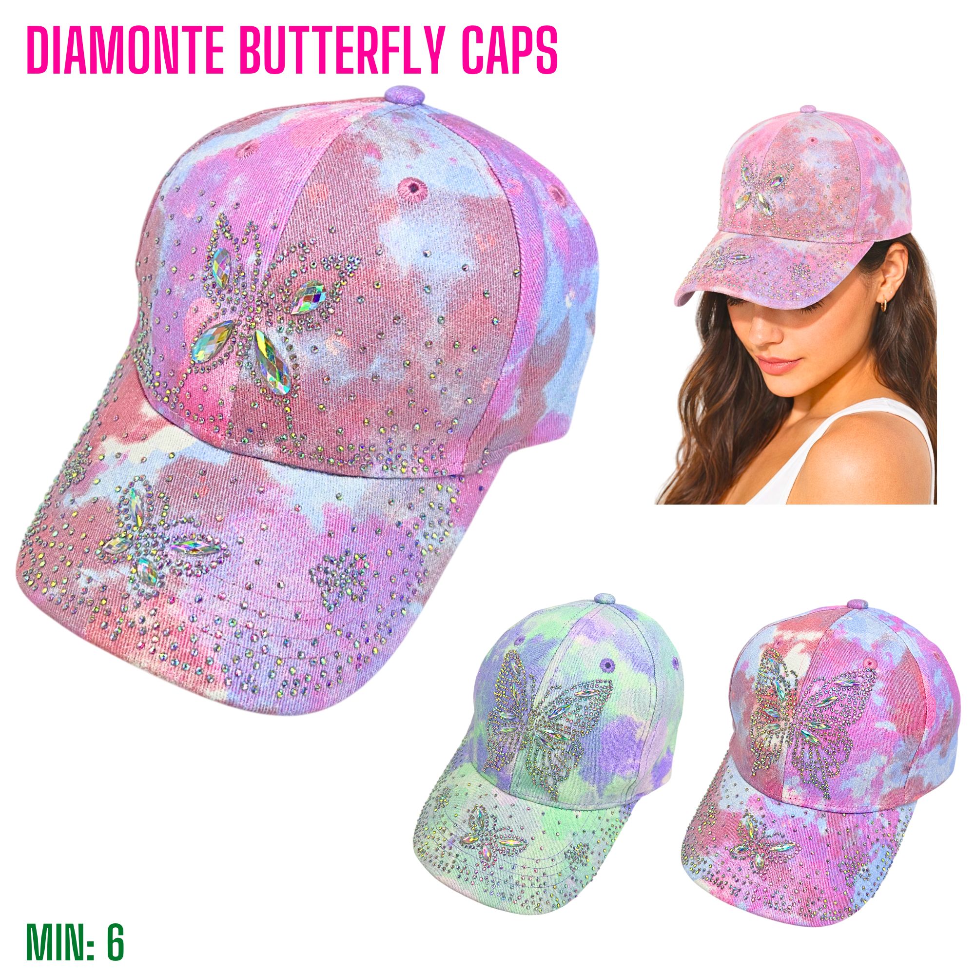 MI-DIAMONTECAP1 - Diamonte Butterfly Caps