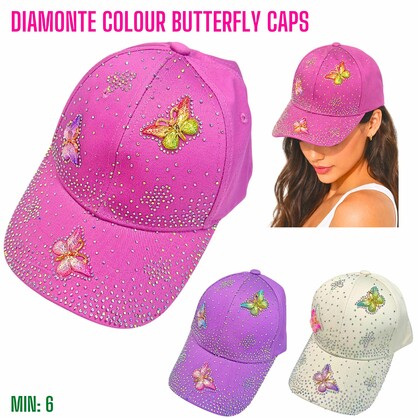 MI-DIAMONTECAP2 - Diamonte Colour Butterfly Caps