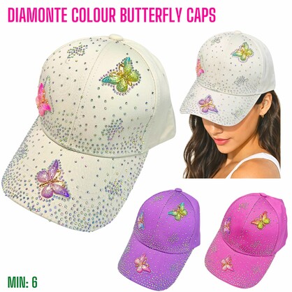 MI-DIAMONTECAP2 - Diamonte Colour Butterfly Caps