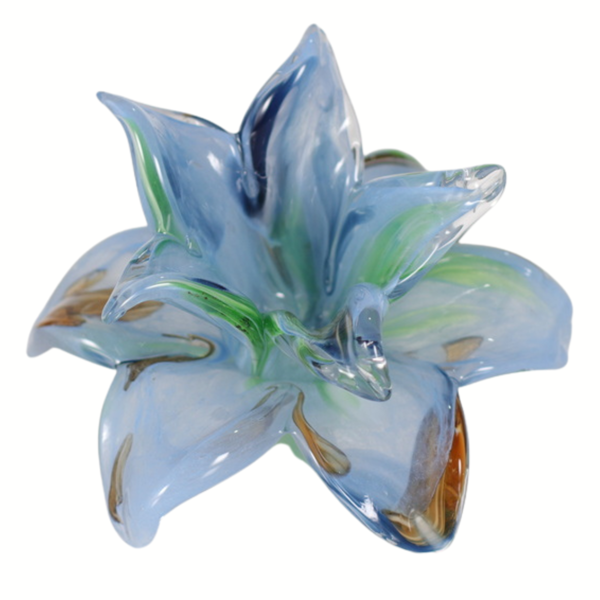 Glass Everlasting Double Flower - Soft Blue, Mediterranean Blue & Chocolate