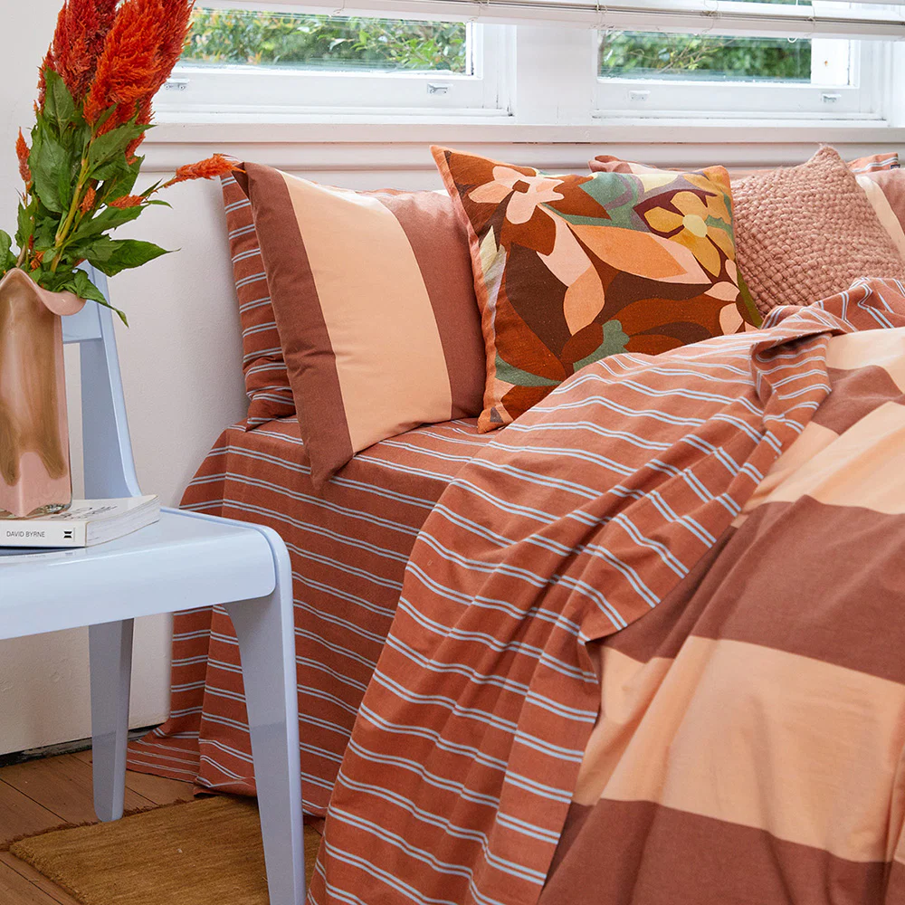Pin Stripe Rust Sheet Set