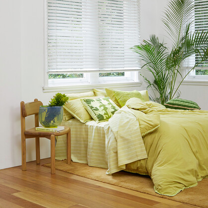 Blanket Stitch Lime Quilt Cover Set