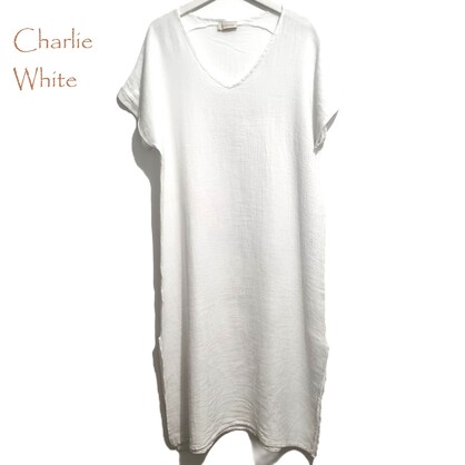 HA-CL-10569 CHARLIE - SLUMP LINEN/COTTON LONG DRESS. FREE SIZE 8-16. MADE IN ITALY
