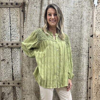 HA-CL-10588 EVELYN - COTTON SHIRT. FREE SIZE 8-16. MADE IN ITALY.