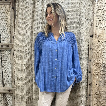 HA-CL-10588 EVELYN - COTTON SHIRT. FREE SIZE 8-16. MADE IN ITALY.