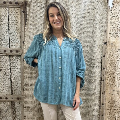 HA-CL-10588 EVELYN - COTTON SHIRT. FREE SIZE 8-16. MADE IN ITALY.