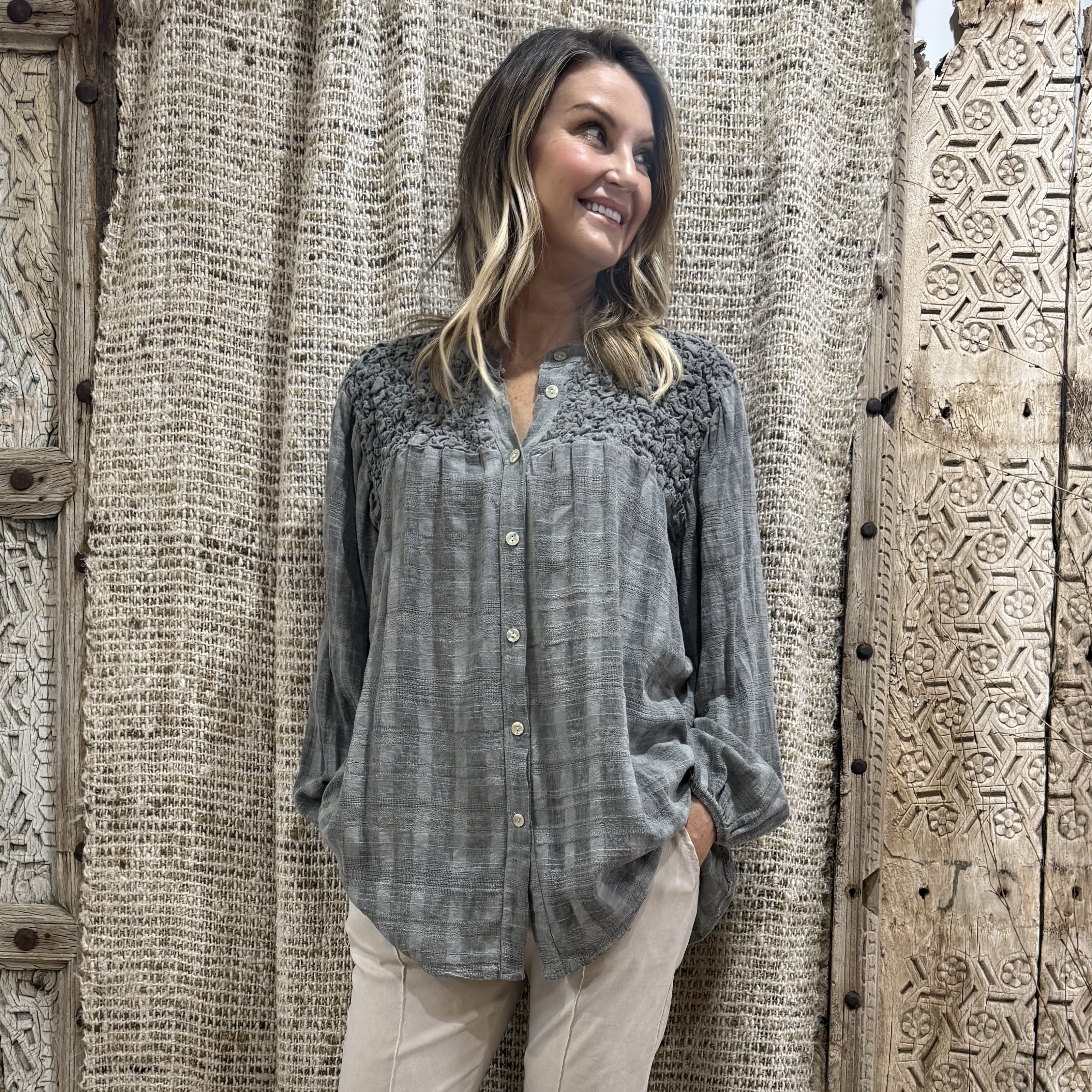 HA-CL-10588 EVELYN - COTTON SHIRT. FREE SIZE 8-16. MADE IN ITALY.