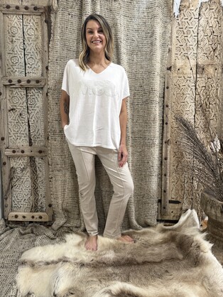 HA-CL-9212 HEART - ITALIAN STRETCH PANTS. ONE SIZE FIT 8-14. MADE IN ITALY.