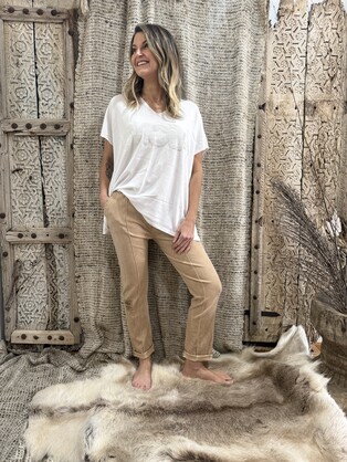 HA-CL-9212 HEART - ITALIAN STRETCH PANTS. ONE SIZE FIT 8-14. MADE IN ITALY.