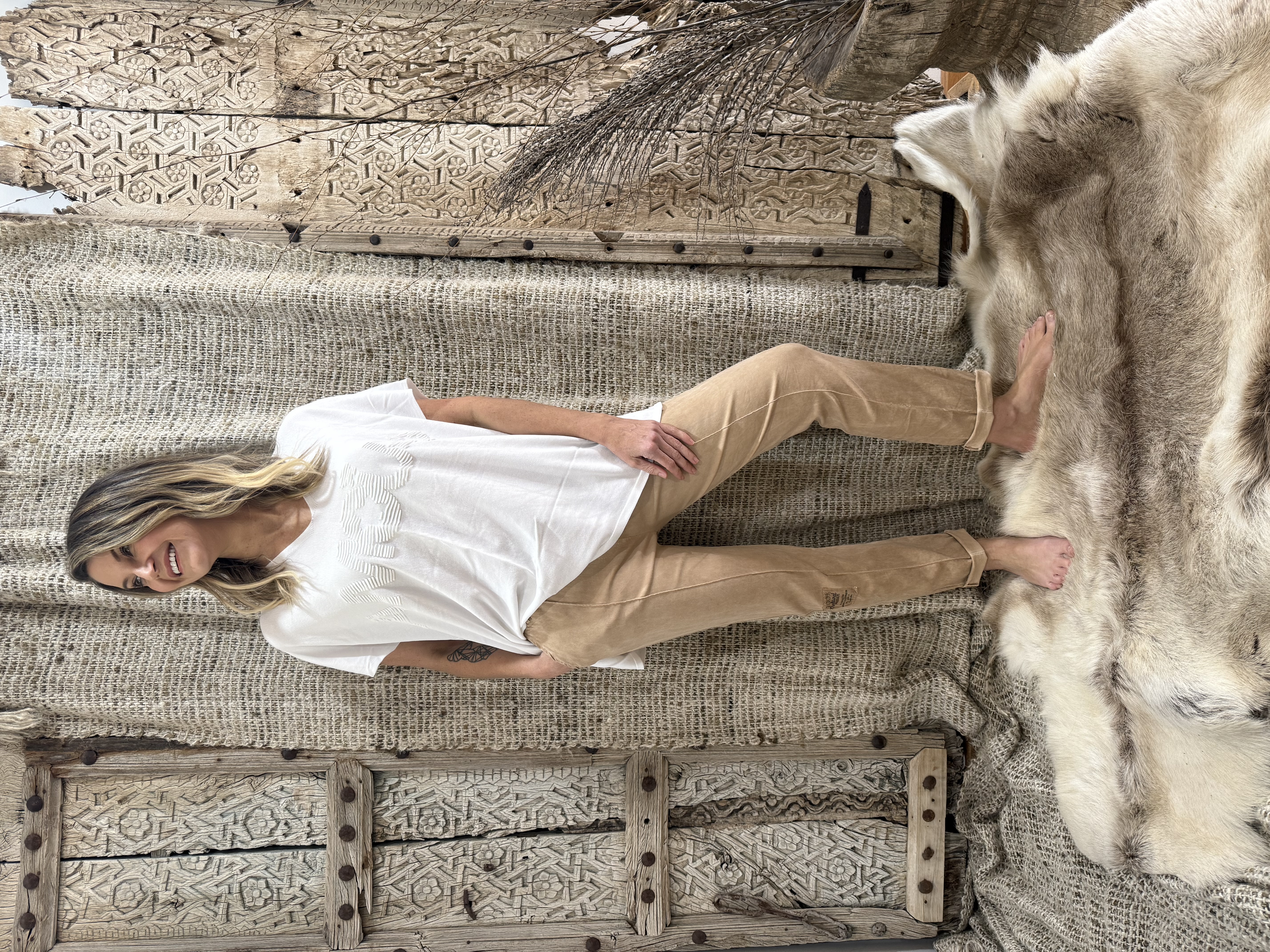 HA-CL-9212 HEART - ITALIAN STRETCH PANTS. ONE SIZE FIT 8-14. MADE IN ITALY.