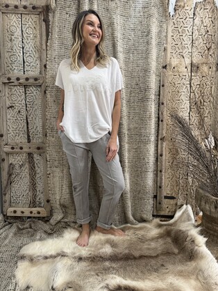 HA-CL-9212 HEART - ITALIAN STRETCH PANTS. ONE SIZE FIT 8-14. MADE IN ITALY.