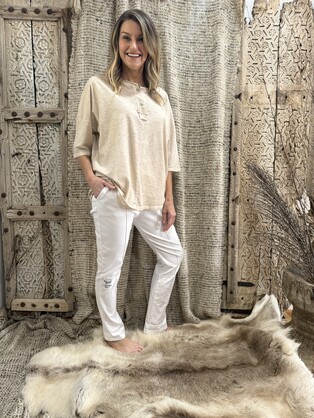 HA-CL-9212 HEART - ITALIAN STRETCH PANTS. ONE SIZE FIT 8-14. MADE IN ITALY.