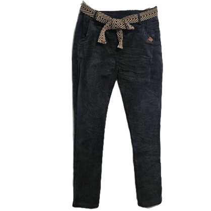 HA-CL-10591 GABRIELLA - FINE CORD WINTER PANTS WITH BELT. FREE SIZE 8-14. MADE IN ITALY.