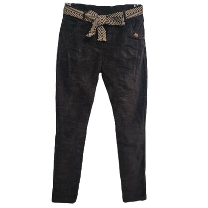 HA-CL-10591 GABRIELLA - FINE CORD WINTER PANTS WITH BELT. FREE SIZE 8-14. MADE IN ITALY.