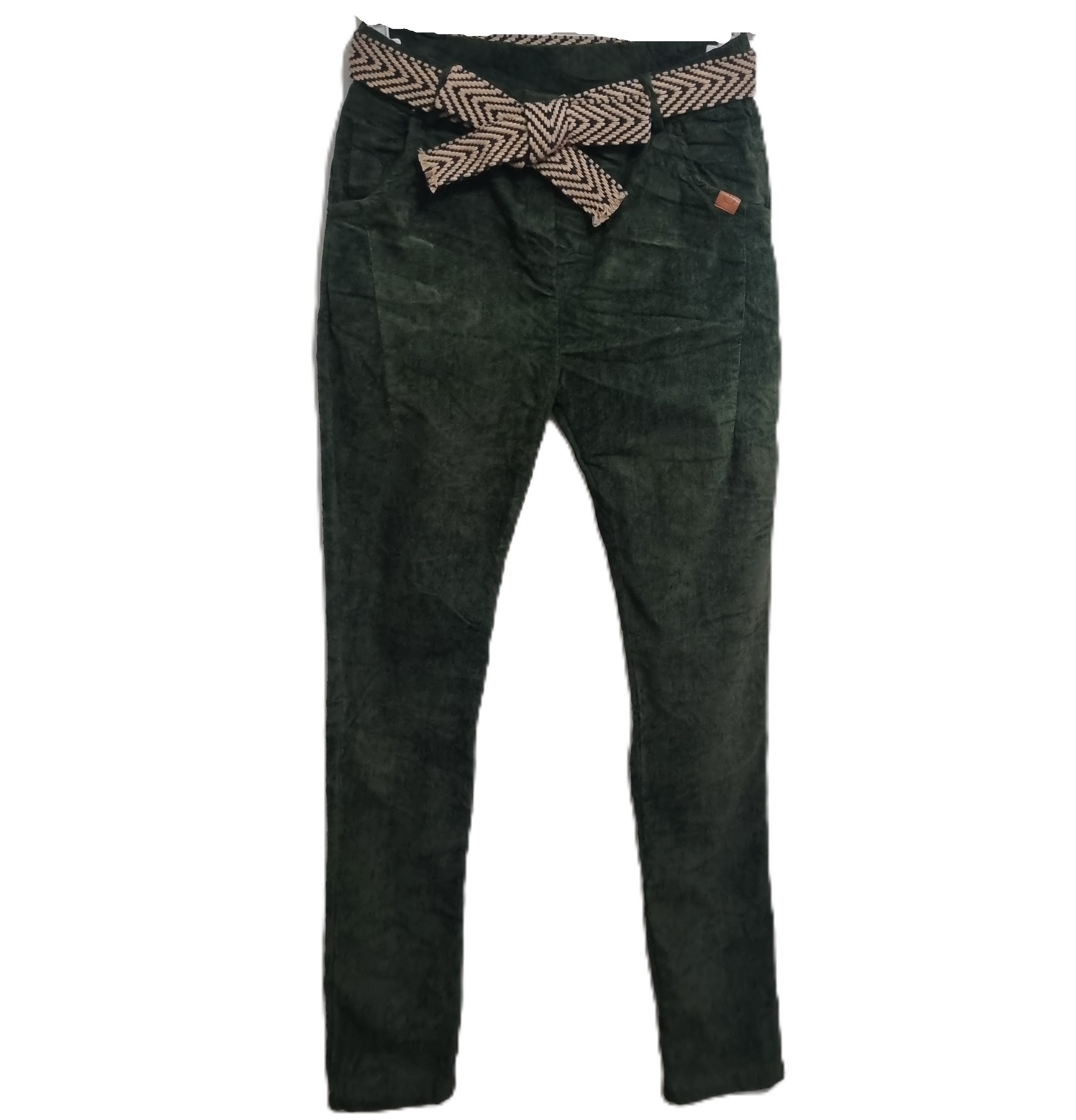 HA-CL-10591 GABRIELLA - FINE CORD WINTER PANTS WITH BELT. FREE SIZE 8-14. MADE IN ITALY.