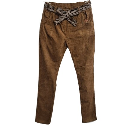 HA-CL-10591 GABRIELLA - FINE CORD WINTER PANTS WITH BELT. FREE SIZE 8-14. MADE IN ITALY.
