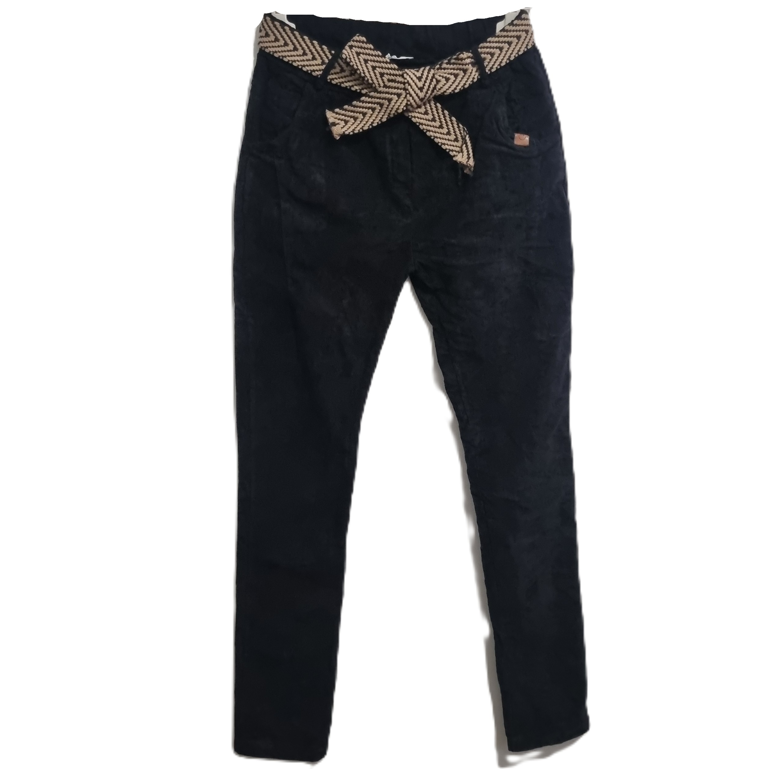 HA-CL-10591 GABRIELLA - FINE CORD WINTER PANTS WITH BELT. FREE SIZE 8-14. MADE IN ITALY.
