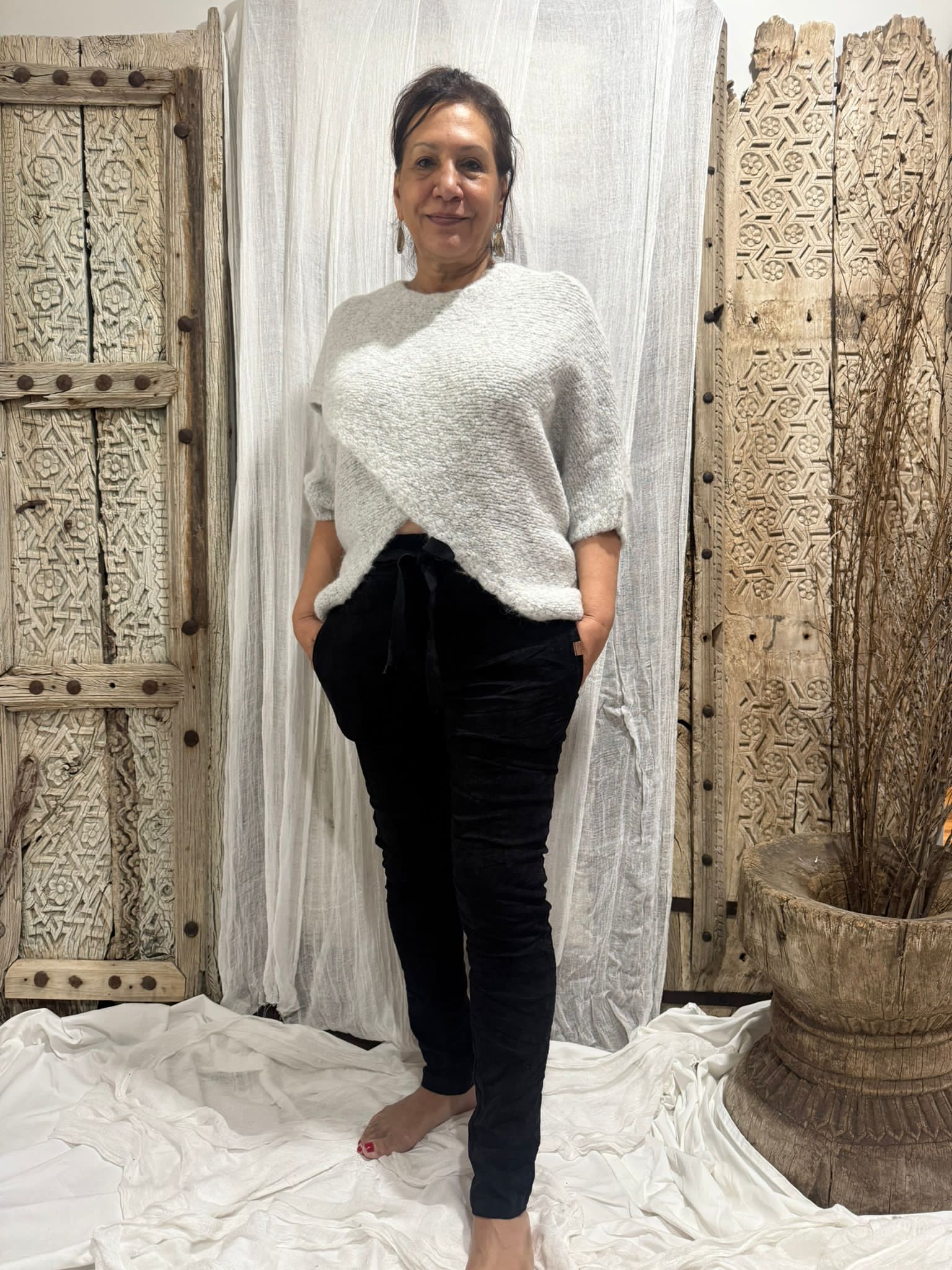 HA-CL-10600 LEONA WOOL BLEND CROSS OVER JUMPER. FREE SIZE 8-16.