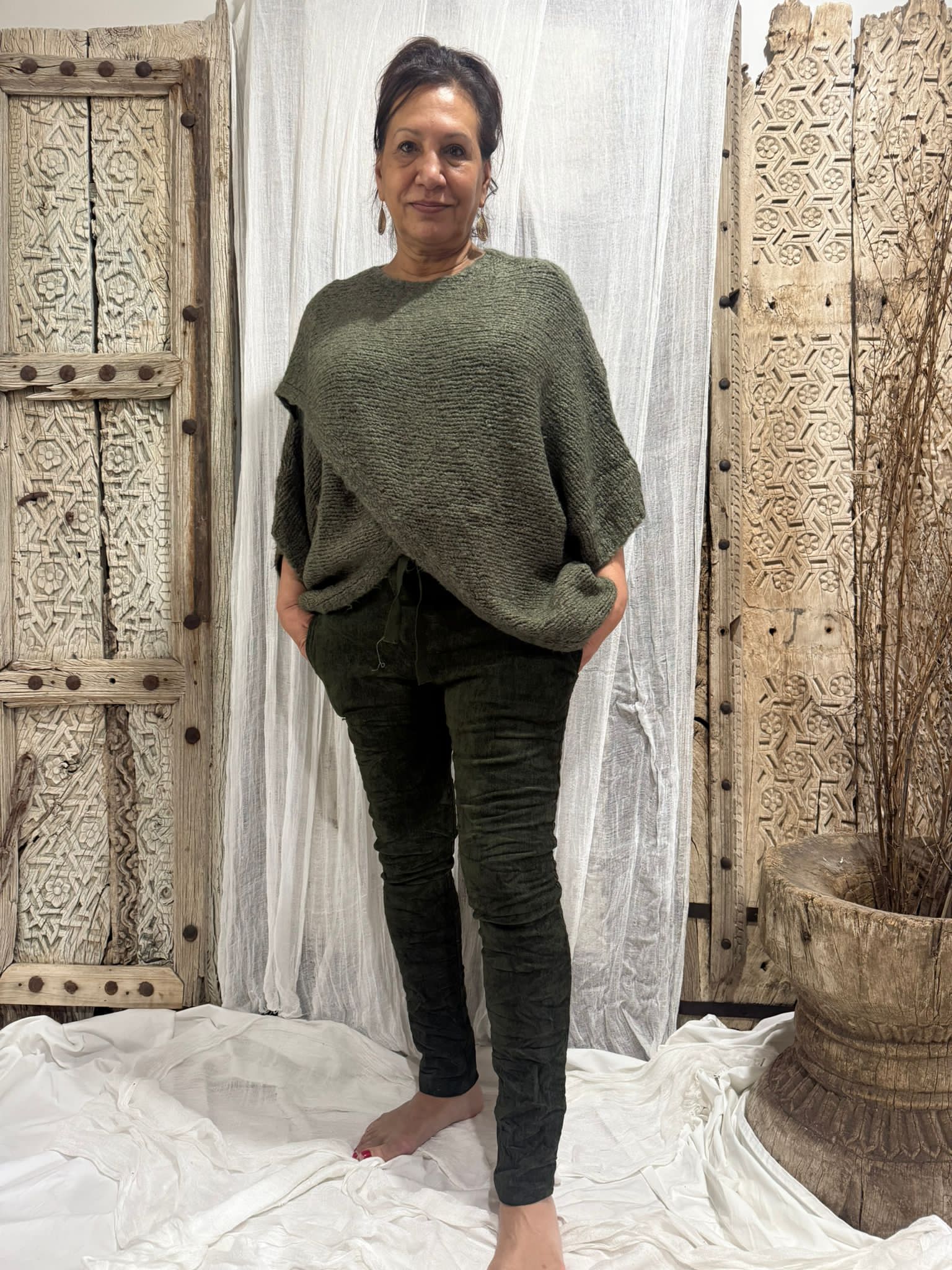 HA-CL-10600 LEONA WOOL BLEND CROSS OVER JUMPER. FREE SIZE 8-16.