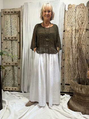 HA-CL-10595 TYLER - LINEN PALAZZO PANTS WITH BELT. FREE SIZE 8-14.