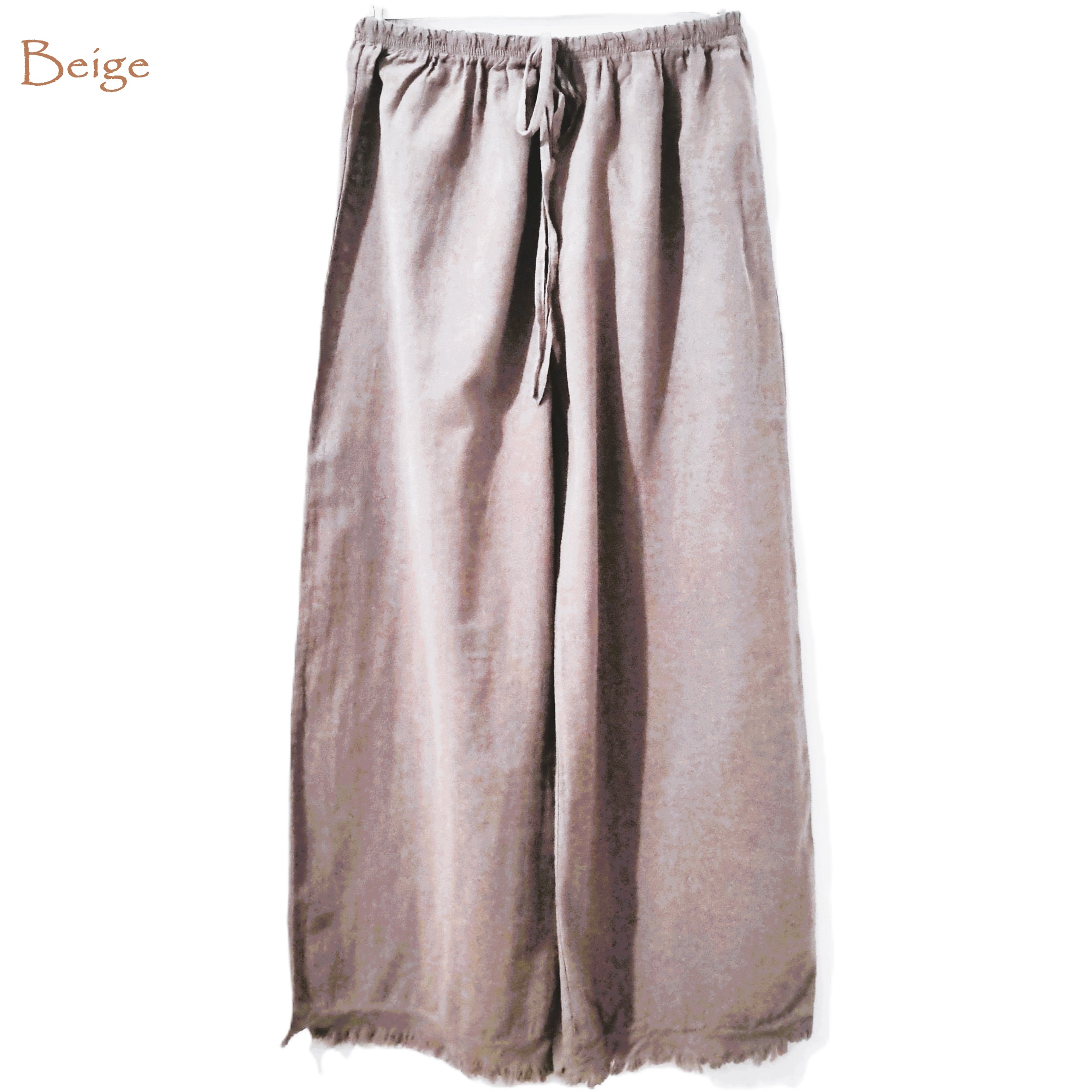 HA-CL-79330 BILLIE PANTS - LIGHT COTTON PANTS WITH FRINGING DETAIL. MADE IN ITALY. FREE SIZE 8-14. 100% COTTON.