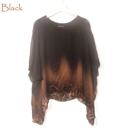 HA-CL15040 NALA - LEOPARD SILK TOP, MADE IN ITALY. FREE SIZE 8-16.