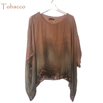 HA-CL15040 NALA - LEOPARD SILK TOP, MADE IN ITALY. FREE SIZE 8-16.