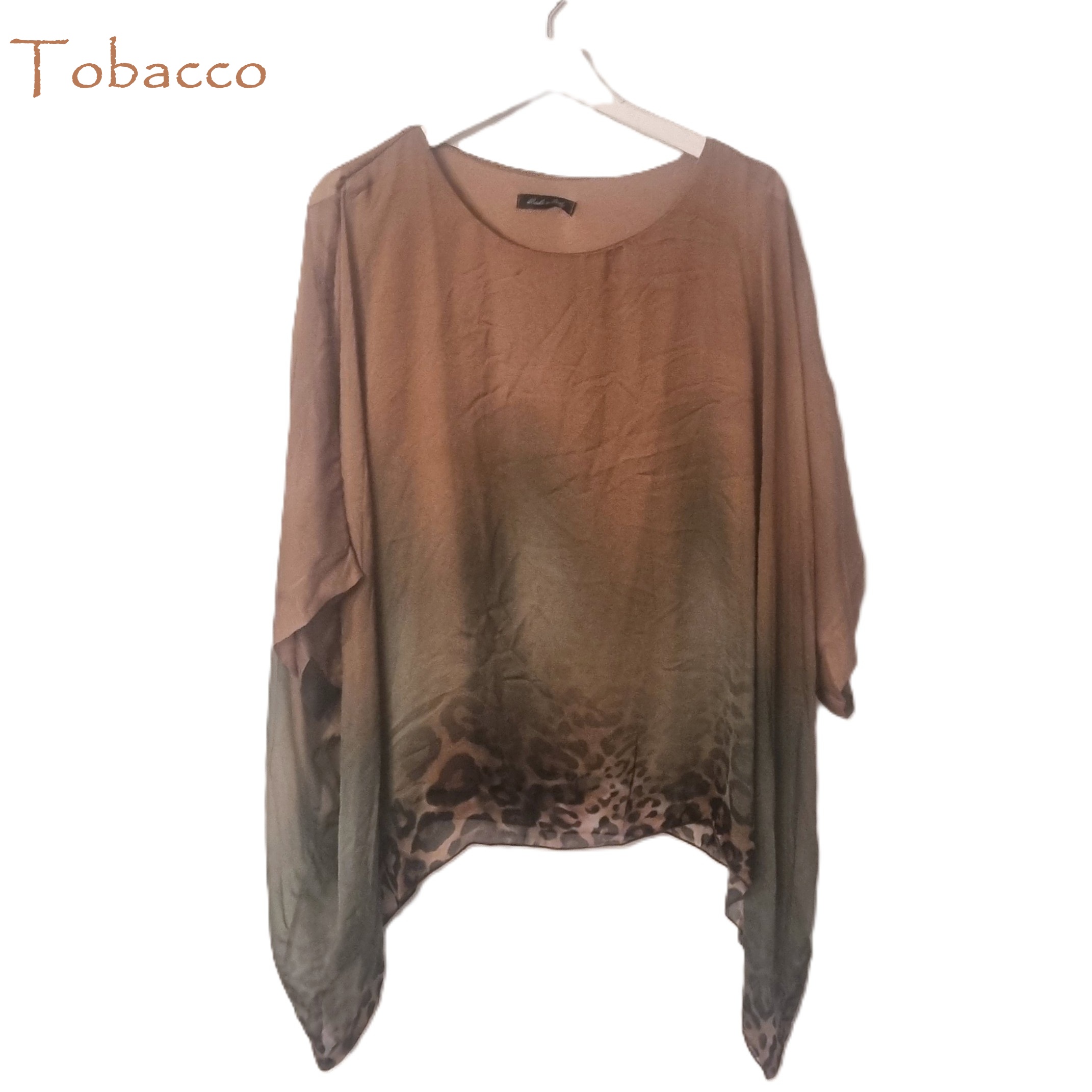 HA-CL15040 NALA - LEOPARD SILK TOP, MADE IN ITALY. FREE SIZE 8-16.