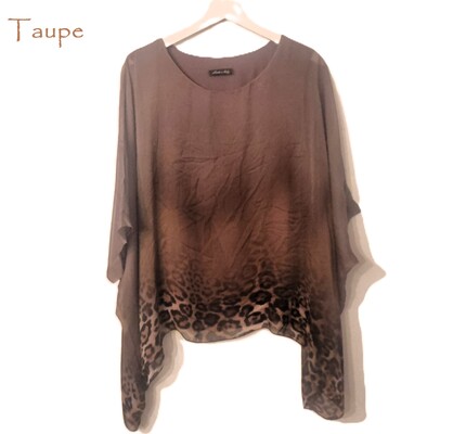 HA-CL15040 NALA - LEOPARD SILK TOP, MADE IN ITALY. FREE SIZE 8-16.