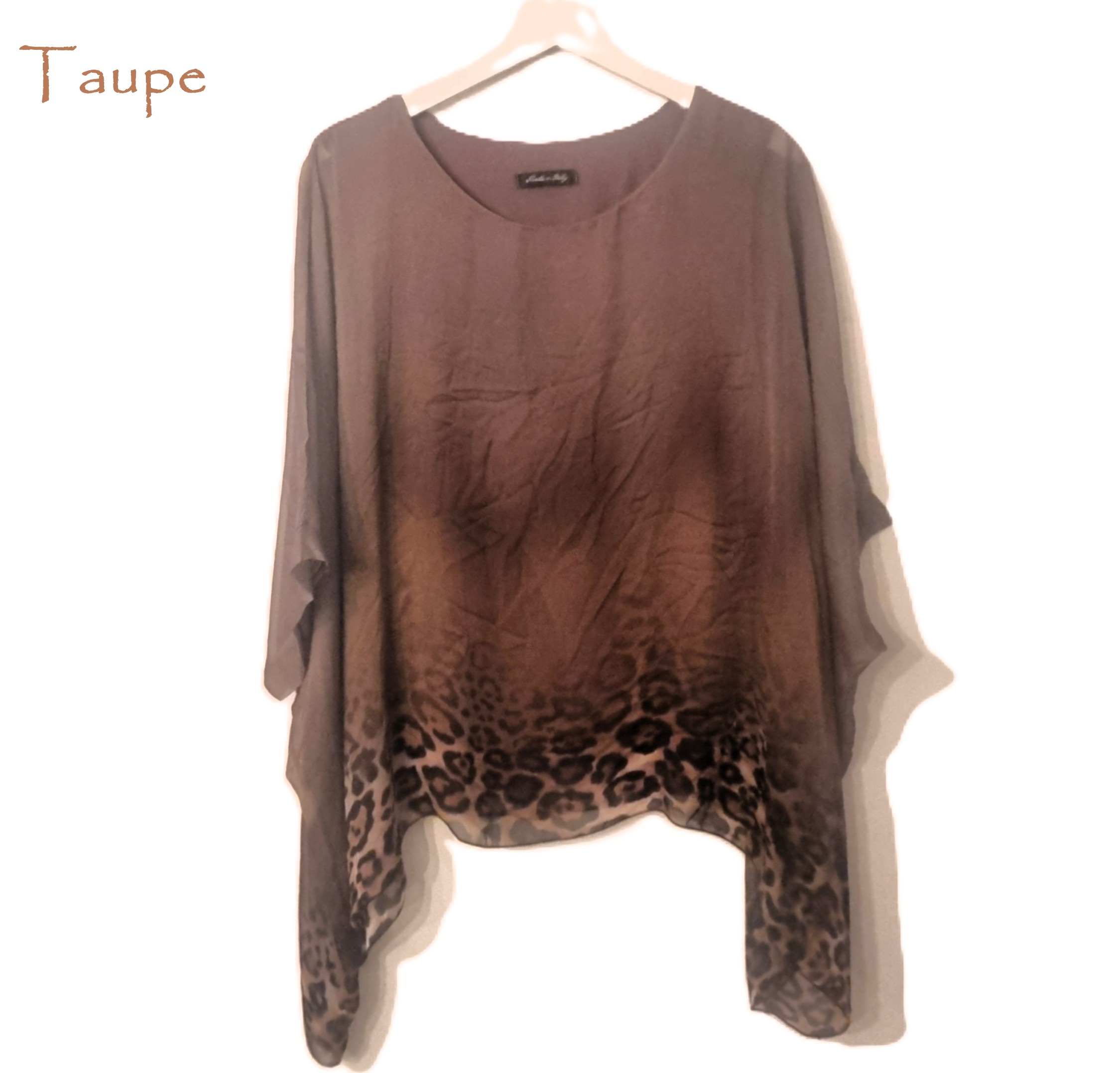 HA-CL15040 NALA - LEOPARD SILK TOP, MADE IN ITALY. FREE SIZE 8-16.