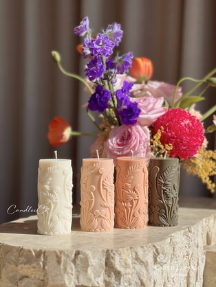 Garden Pillar Soy Candle – Decorative Floral Home Décor Candle