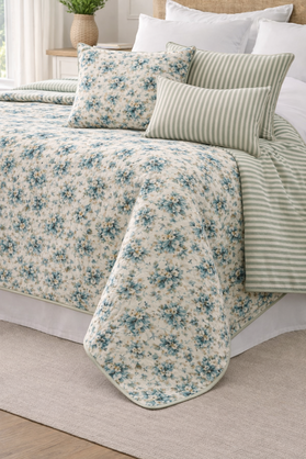 CUS011A Coastal Botanica Blue Reversible Cushion Cover 40 x 60 cm