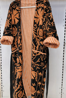 Black Cotton Velvet Duster