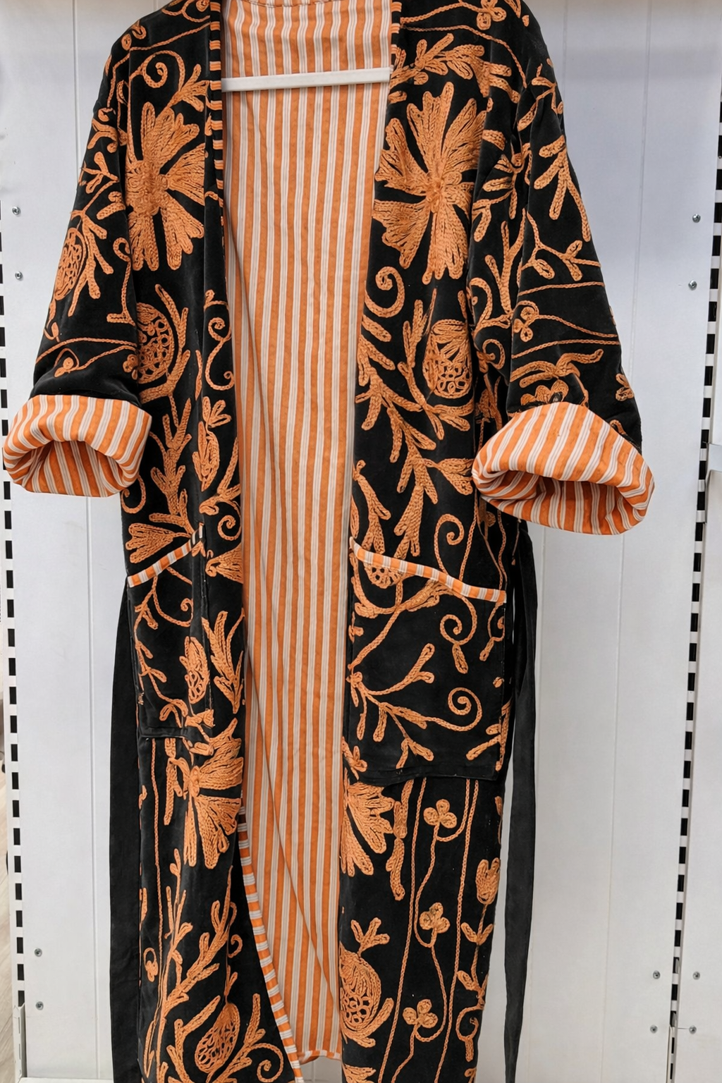 Black Cotton Velvet Duster