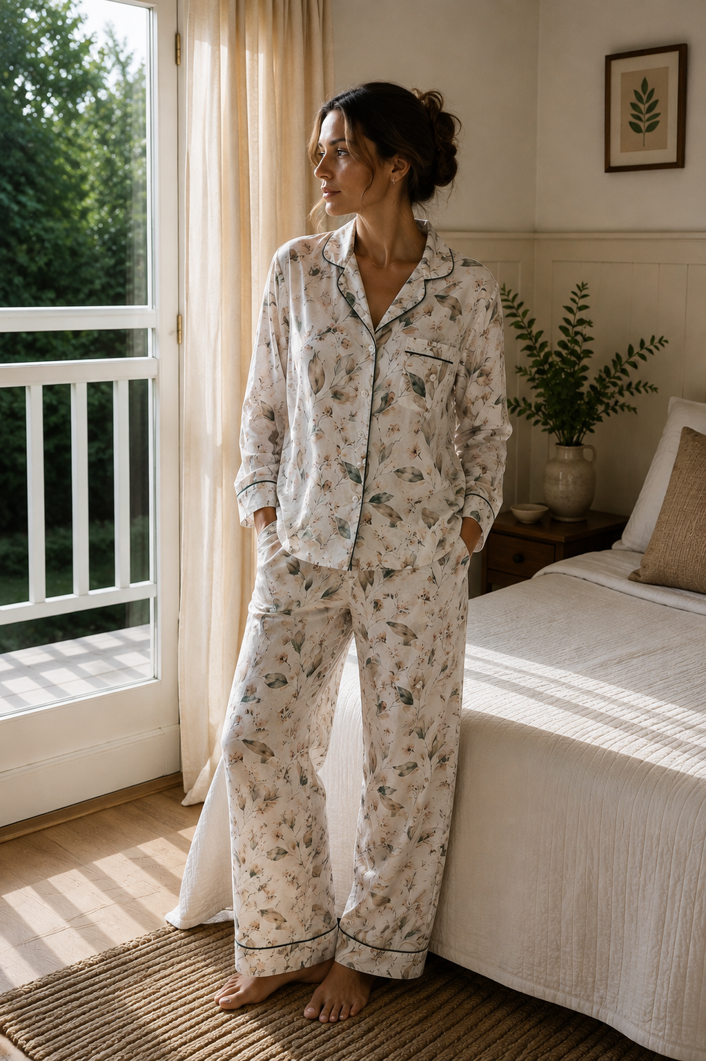 Harper Long PJ Set Eucalyptus