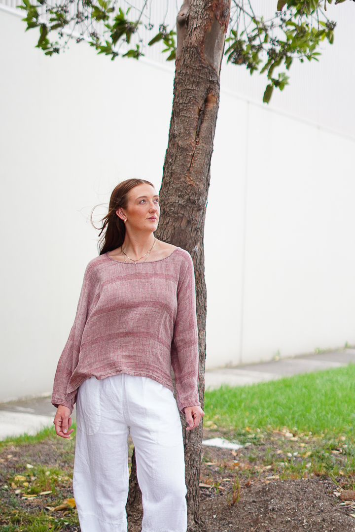 Valentina Top Mahogany w Natural Stripes