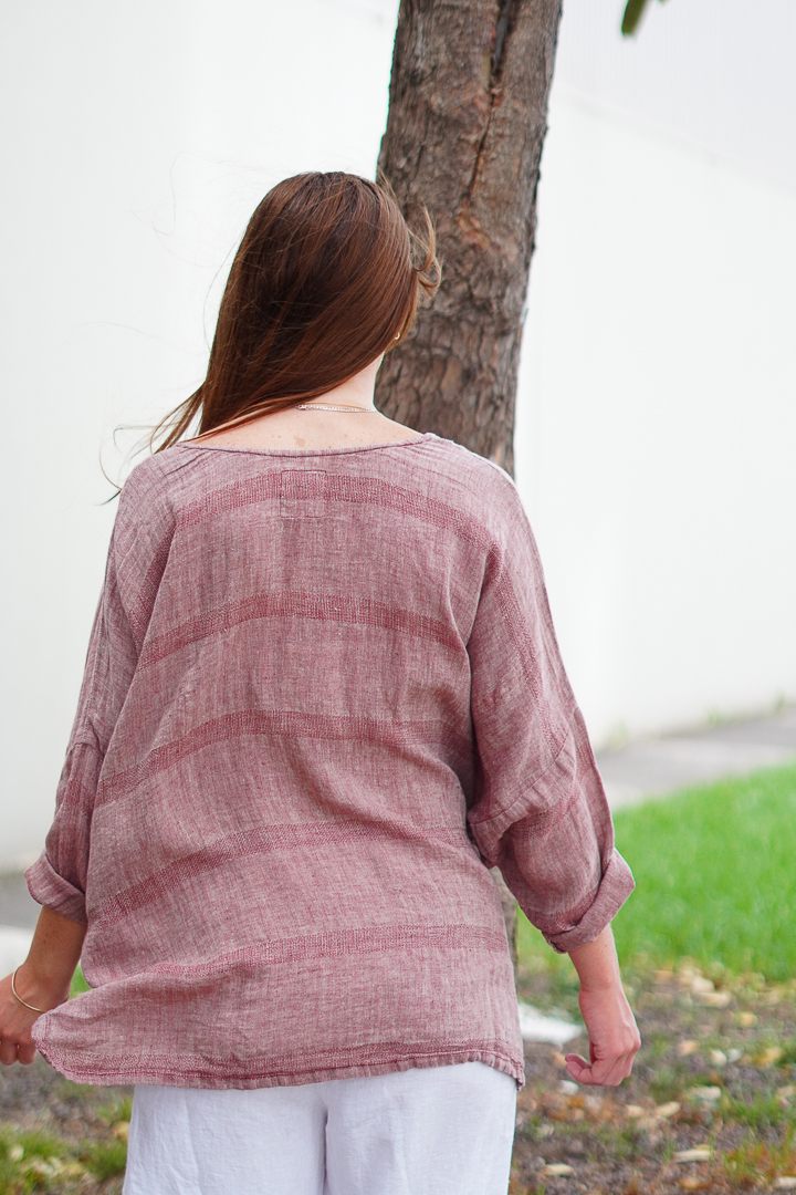 Valentina Top Mahogany w Natural Stripes