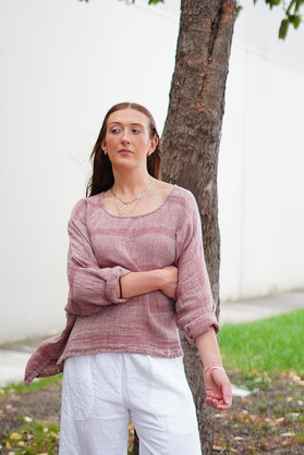 Valentina Top Mahogany w Natural Stripes