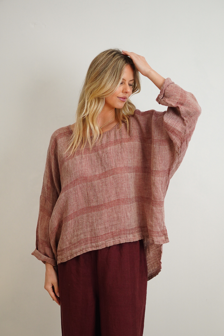 Valentina Top Mahogany w Natural Stripes