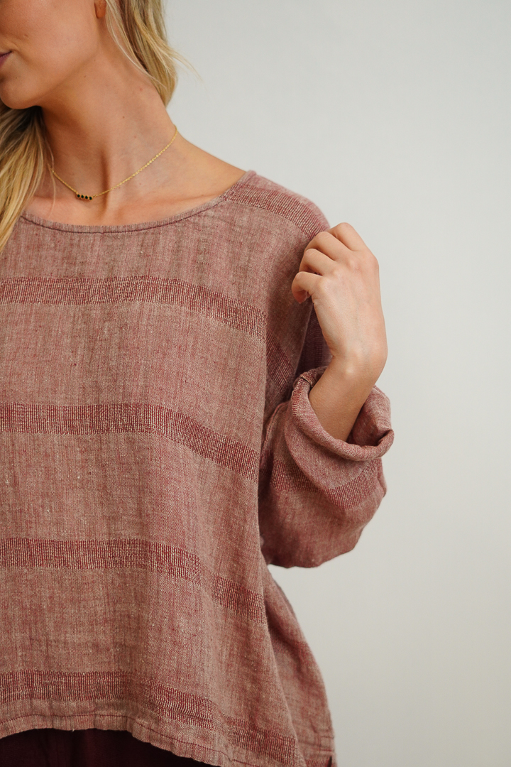 Valentina Top Mahogany w Natural Stripes